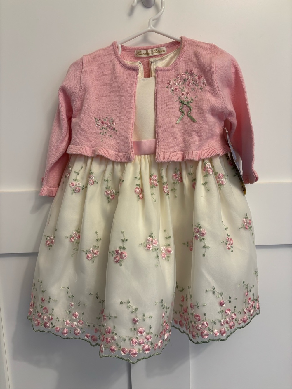 American Princess Cream Dress with Rose Pink Accents